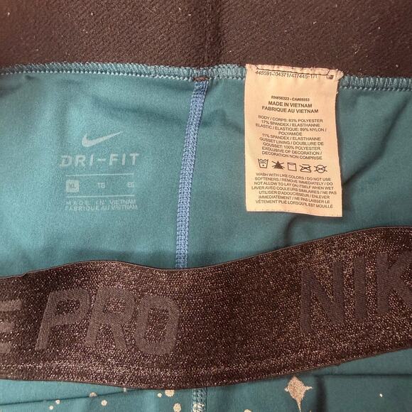 Nike Pro Dri-FIT Galaxy Print Compression Shorts Blue Black Elastic Waist Sz XL - Picture 5 of 9